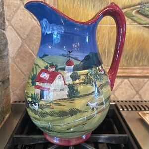 Lesal Home hand-painted beautiful barn farm scene.